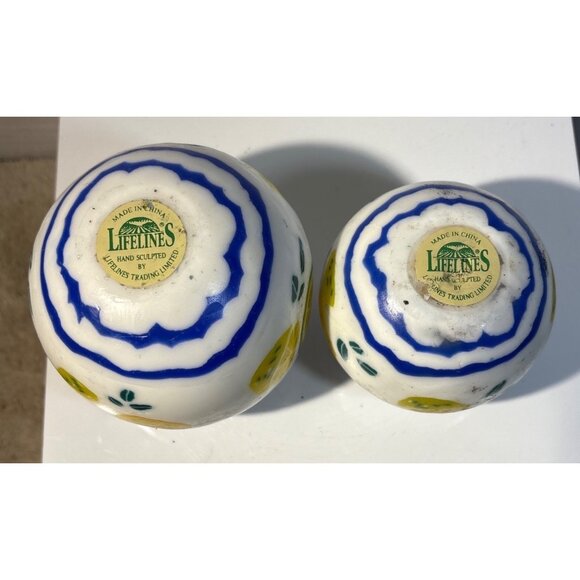 Lifelines Ball Candles Lemon Pattern Hand Sculpted Set Of 2 - Picture 4 of 7